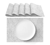 AGYO Set 6 Tovagliette Americane Intrecciate in PVC - Modello 5 Grigio 30 × 45 cm | Facili da pulire | Antiscivolo | Perfette per cucina, sala da pranzo e outdoor