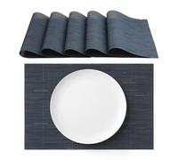 AGYO Set 6 Tovagliette Americane PVC 45x30 cm - Tovaglietta Lavabile Antiscivolo, Design Elegante e Moderno - Perfetta per Colazione Pranzo Cena, Colore Blu Navy