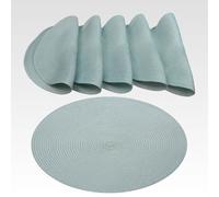 AGYO Set 6 Tovagliette Rotonde Intrecciate Ø 38 cm - Sottopiatti in PP Azzurro Pastello, Antiscivolo, Lavabili e Arrotolabili - Eleganti per Tavola, Cucina e Outdoor