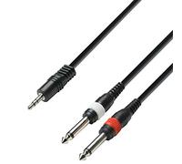 ah Cables K3 YWPP 0100 - Cavo audio, da jack stereo da 3,5 mm a 2 jack mono da 6,3 mm, lunghezza 1 m
