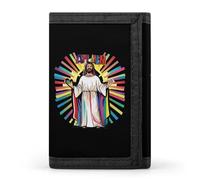 Ah Men Funny LGBT Gay Gesù arcobaleno cristiano portafoglio tre volte carino porta carte di credito portafoglio pochette portafogli per uomo donna, Stile:, Taglia unica