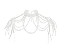 AHANDMAKER 1 collana per il corpo con perle di colore bianco, regolabile, 49 x 34 cm, da donna, per feste, burlesque, Halloween, boudoir fotografico, decorazione