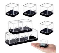 AHANDMAKER 10 mini contenitori cubici trasparenti quadrati con coperchio, 3,9 x 3,5 x 3,5 cm, con base nera, per caramelle, gioielli, pietre, forniture artigianali