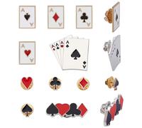 AHANDMAKER 10 pezzi carte da gioco smaltate spilla da poker per carte da gioco, aghi in lega, a forma di cuore, picche A e asso