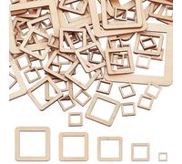 AHANDMAKER 105 pezzi, 5 misure, ciondolo in legno non trattato, cornice quadrata, anelli di collegamento in legno naturale, cornice in legno vuota, per fai da te e decorazioni per la casa, 10/20/30/40