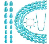 AHANDMAKER 110 perline turchesi 4 stili blu incrinato a goccia turchese perline distanziatrici completamente forate turchese turchese cabochon piastrelle per bracciali, collane, orecchini, creazione