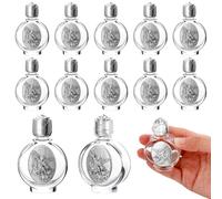 AHANDMAKER 12 bottiglie d'acqua santa, 0,5 fl Oz, in rilievo, portatili, in vetro, per chiese, per eventi spirituali, matrimoni e battesimi, argento