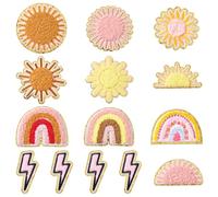 AHANDMAKER 14 toppe termoadesive in stile bohémien, 14 stili, in ciniglia, con sole, arcobaleno, da cucire, per vestiti, zaini, cappelli, giacche, jeans