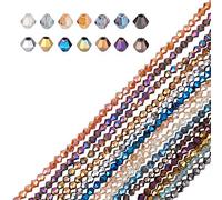 AHANDMAKER 1400 Pz Perline Galvaniche di Vetro Sfaccettato, Cristallo Placcato Arcobaleno da 4 mm per Collana di Fai da Te Bracciali Creazione Bigiotteria, 14 Colori