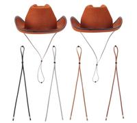 AHANDMAKER 16 cinghie per il mento del cappello, in 4 colori, flessibile, regolabile, in pelle PU, con clip per cappelli da cowboy e da sole, per attività all'aperto