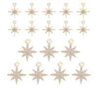 AHANDMAKER 17 ciondoli a forma di stella del nord in ottone placcato oro, con strass di cristallo, per la creazione di gioielli, accessori fai da te