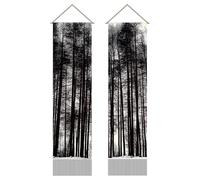 AHANDMAKER 2 pezzi Arazzo gotico della Foresta Nera, Arazzi da appendere alla parete in stile gotico con alberi e boschi, Arazzo Halloween della Foresta Oscura con nappe, Arte da parete naturale per