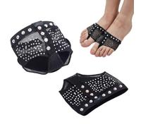 AHANDMAKER 2 scarpe da ballo a mezza suola con strass piede mutande infradito in poliestere nero mezza suola scarpe da ballo per lezioni di danza contemporanea lirica performance decorazione