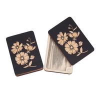 AHANDMAKER 2 scatole in legno per aghi da cucito, organizer per spilli da cucito, con stampa floreale, per trapunte, fognature, sarti, colore nero, 8 x 4 x 0,4 cm