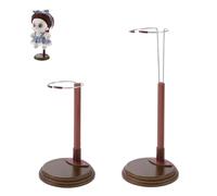 AHANDMAKER 2 statuette in legno per bambole, supporto regolabile per bambole, base rotonda, espositore per decorazione domestica, fotografia, Natale, festa di compleanno, marrone cocco