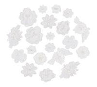 AHANDMAKER 20 applique da ricamo in pizzo con fiori 3D, motivo floreale da cucire su toppe in pizzo bianco con perle per vestiti, riparazione di vestiti, matrimoni, feste, accessori fai da te