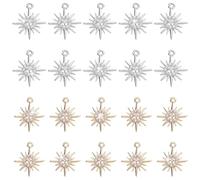 AHANDMAKER 20 ciondoli a forma di stella, in argento chiaro, con stelle scintillanti, ciondolo celeste, per la creazione di gioielli, 20 pezzi