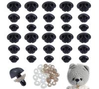 AHANDMAKER 30 nasi di sicurezza per amigurumi, naso di sicurezza in plastica per animali con rondelle, 15 mm, 18 mm, 21 mm, per bambole fai da te, animali di peluche, burattini, animali di peluche e