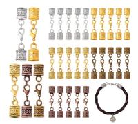 AHANDMAKER 30 tappi terminali in pelle, 5 colori, estremità a cilindro con chiusura a moschettone, tappi terminali in corda in lega per fai da te, bracciali, collane, girocolli, creazione di gioielli