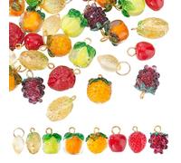 AHANDMAKER 32 Ciondoli In Vetro A Forma Di Frutta, 8 Stili, Lampwork, Perline Di Frutta, Ananas, Fragola, Uva, Per Collane Fai Da Te E Gioielli
