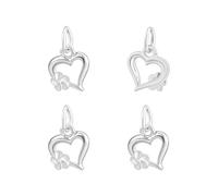 AHANDMAKER 4 ciondoli a forma di cuore in argento Sterling 925, a forma di cuore, a forma di cuore, con motivo dell'amore, per la creazione di gioielli, collane, bracciali, regali fai da te