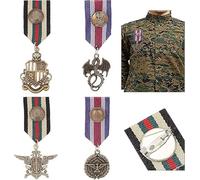 AHANDMAKER 4 medaglie militari per costume militare, 4 medaglie da combattimento con eroe militari, spilla per donne, uomini, soldato, giacca, divise, festa di Halloween