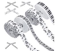 AHANDMAKER 4 rotoli di nastri per note musicali da 20 metri, nastro per note musicali da 5/8 pollici, nastro musicale in poliestere per confezioni regalo, musica di Natale, feste, compleanni