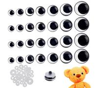 AHANDMAKER 42 pezzi 7 stili di plastica occhi di sicurezza con rondelle 12/14/16/18/20/23/28 mm 3D luna occhi fai da te Amigurumi Bambole di peluche nero