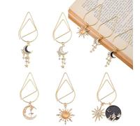 AHANDMAKER 5 pezzi 5 stili celestiali tarocchi luna sole stella segnalibro oro graffette cancelleria astrologia amanti della letteratura mistica fan regali