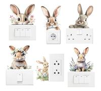 AHANDMAKER 6 adesivi per interruttore della luce a forma di coniglio, 17,8 x 17,8 cm, decorazione fai da te per Pasqua, cameretta dei bambini, camera da letto, soggiorno, ufficio, casa, famiglia