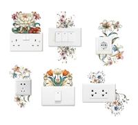 AHANDMAKER 6 adesivi per placca interruttore della luce, adesivi floreali vintage Art Nouveau creativi per interruttore della luce, prese a muro, prese, sporgenza, camera da letto, soggiorno, computer