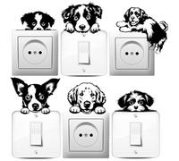 AHANDMAKER 6 Tipi di Adesivi Interruttori Creativi Per Cani, Emozionante Cane Wall Sticks, Border Collie E Labrador, Adesivi Interruttore Luce, Adesivi Murali Decorativi Per Camera Da Letto