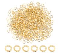 AHANDMAKER 600 anelli di piegatura aperti, in vero acciaio inox placcato oro 24 K, anelli di piegatura, aperture, anelli divisori per la creazione di gioielli, collane, 2,4 mm