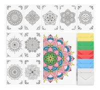 AHANDMAKER Biglietti di auguri e di ringraziamento da colorare, 10 biglietti da colorare su fiori mandala con 5 colori, 10 buste incluse (20,3 x 15,2 cm)