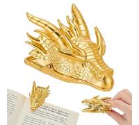AHANDMAKER Clip per diario in stile antico con drago cinese, in metallo, segnalibro decorativo per libri, amanti dei libri, lettori, scrittore, regalo, dorato