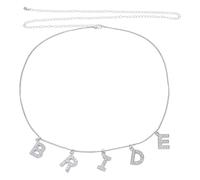 AHANDMAKER Collana per il corpo da sposa, regolabile, in argento, con strass, per la pancia in ferro, per le donne, addio al nubilato, decorazione regalo, 60 cm, ferro, Nessuna pietra preziosa