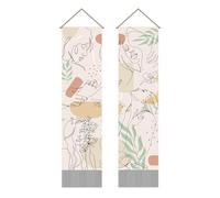 AHANDMAKER Confezione da 2 arazzi astratti con donna colorata, stile chic e semplice, con nappe, da appendere alla parete, per decorare la casa, 33 x 130 cm