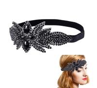 AHANDMAKER Copricapo elegante 1920s Flapper Copricapo 20'S Tema Festa Carnevale Set Strass Fascia Per Matrimonio Prom Costume Tea Party Nero