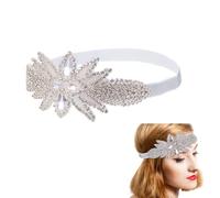 AHANDMAKER Copricapo elegante 1920s Flapper Copricapo 20'S Tema Festa Carnevale Set Strass Fascia Per Matrimonio Prom Costume Tea Party Grigio