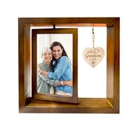 AHANDMAKER Cornice portafoto girevole, cornice commemorativa con scritta in lingua inglese "Best Grandma Ever", regalo per nonna, compleanno, nonna, regalo per foto