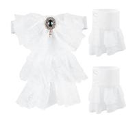 AHANDMAKER Jabot e polsini in pizzo vittoriano, accessorio per costume di Halloween, colletto a ruff in poliestere staccabile in tulle con volant e maniche, per cosplay, feste, indumenti, oggetti di