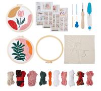 AHANDMAKER Kit di 3 aghi da punzonatura con filati in 10 colori, infila ago e telaio da ricamo, penna ad ago, forbici, set da ricamo per fai da te, cucito, principianti, artigianato