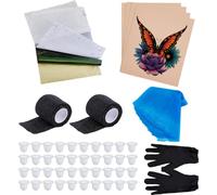 AHANDMAKER Kit di strumenti per la pratica del tatuaggio, 234 pezzi, include pelle finta con carta di trasferimento e guanto a prova di acqua e olio, portapenne e portabicchieri per artisti