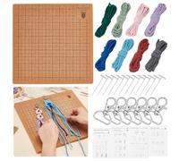 AHANDMAKER Lavagna macramè e spilli, 30,2 x 30,2 cm, doppio lato macramè Project Board con griglie, tavola intrecciata con istruzioni, fili di cotone e fibbie, kit macramè per intrecciare braccialetti