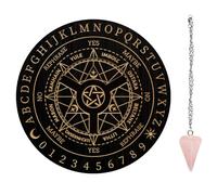 AHANDMAKER Orologio da strega in legno con cristallo di quarzo rosa, strumenti di divinazione per decorazione dell'altare spirituale, stelle a cinque punte, 19,8 cm