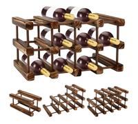 AHANDMAKER Portabottiglie in legno impilabile da banco portabottiglie per cucina, bar, sala da pranzo, decorazione natalizia per la casa, 42,4 x 25,9 x 22,4 cm