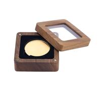 AHANDMAKER Portamonete in legno singolo sfida, 1,8" (45 mm), porta moneta commemorativa con parte superiore trasparente per medaglie, regalo per collezionisti