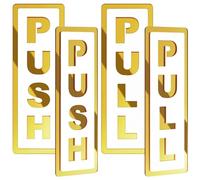 AHANDMAKER Segnali per porta con scritta "push pull", autoadesivi, 15 x 4 cm, colore oro e bianco, per porte, negozi, negozi, bar, 4 pezzi