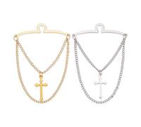 AHANDMAKER Set di 2 cravatte da uomo in argento e oro da uomo, personalizzato, con clip a doppia cravatta, per abiti aziendali, accessori da sposa