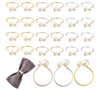 AHANDMAKER Set di 24 portatovaglioli con perle, per tavolo da pranzo, 3 colori, per matrimoni, San Valentino, Ringraziamento, Natale, cene